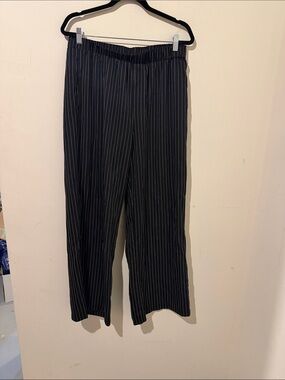 Black Pinstripe Wide Leg Trousers Size XLarge